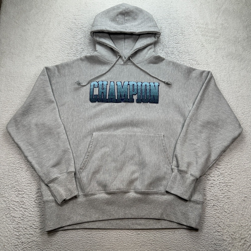 Champion Reverse Weave Ombre Hoodie Men's Size Large Sweater‎ Pullover Gray